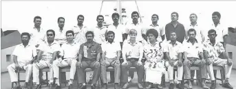  ?? Picture: SUPPLIED ?? Former members of the Fiji Hydrograph­ic Service onboard RV Tovuto in 1990.