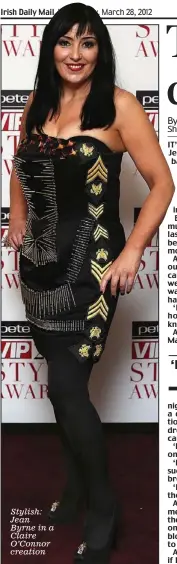 ??  ?? Stylish: Jean Byrne in a Claire O’connor creation