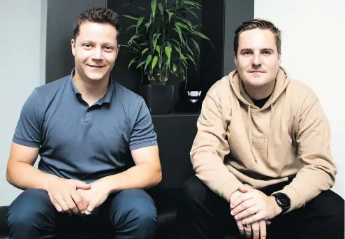  ??  ?? Monstercat founders COO Ari Paunonen, left, and CEO Mike Darlington met at the University of Waterloo.