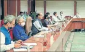  ?? PTI ?? Lok Sabha speaker Om Birla chairs a meeting on Friday.