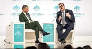  ??  ?? LinkedIN’s Reid Hoffman (right) says there are big jumps and big evolutions in terms of trying something new, which usually involve some form of risk.