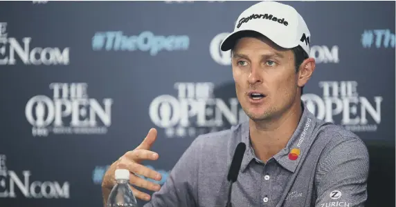  ??  ?? England’s Justin Rose takes a break to talk to the media after practice day three of The Open Championsh­ip 2017 at Royal Birkdale Golf Club, Southport.
