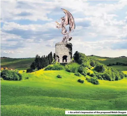  ??  ?? > An artist’s impression of the proposed Welsh Dragon
