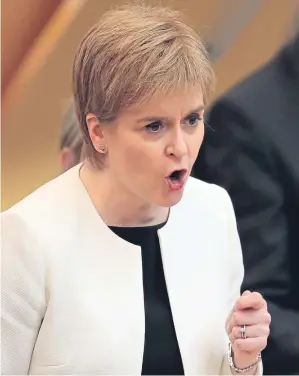  ?? Picture: PA. ?? Nicola Sturgeon during First Minister’s Questions at Holyrood.