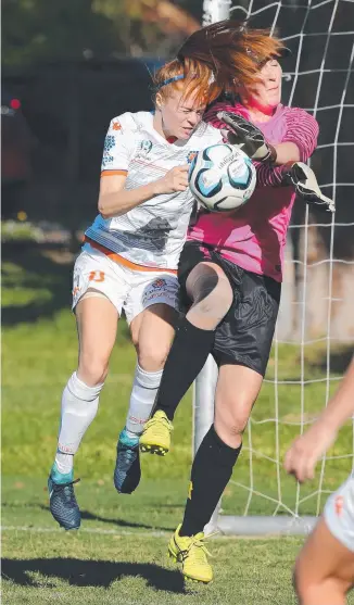  ?? Picture: GLENN HAMPSON ?? A hair-raising time for keeper Melissa Horwood and Lion Mariel Hecher.