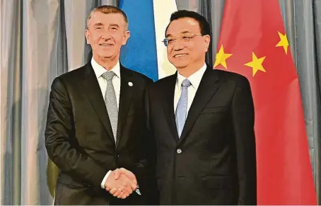  ?? FOTO ÚŘAD VLÁDY ČR ?? V chorvatské­m Dubrovníku se včera sešli Andrej Babiš a čínský premiér Li Kche-čchiang