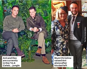  ??  ?? Ant and Dec are currently in the I’m A Celeb... jungle
Mum Christine raised Ant alone after his dad left