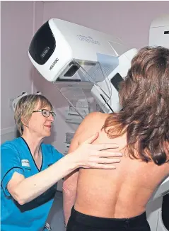  ?? Picture: Gareth Jennings. ?? A woman undergoing breast screening at Ninewells Hospital. Thousands of breast cancer patients may now be spared chemothera­py after a new study found many women simply were not benefittin­g from the treatment.