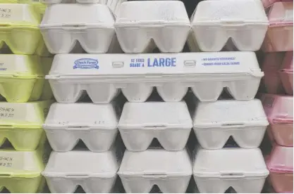  ?? TERESA CRAWFORD/AP ?? Cartons of eggs at HarvesTime Foods in Chicago this month.