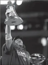  ?? AP/JOHN BAZEMORE ?? Central Florida linebacker Shaquem Griffin was named defensive MVP of the Peach Bowl after finishing with 12 tackles and 1.5 sacks in helping the Knights defeat Auburn 34-27.