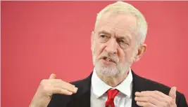  ?? (Toby Melville/Reuters) ?? JEREMY CORBYN, Britain’s opposition Labour Party leader, speaks at the launch of Labour’s European election campaign in Kent, UK.