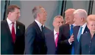  ??  ?? (Left) (Left) US President Donald Trump pushes aside Montenegro Prime Minister Dusko Markovic during a Nato summit.
