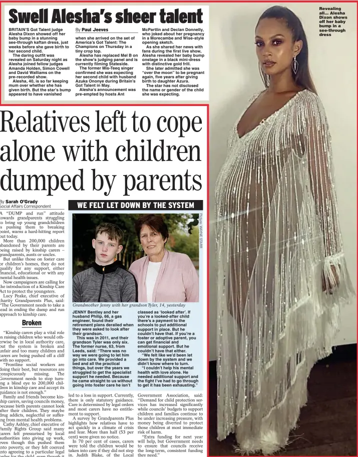  ??  ?? Revealing all... Alesha Dixon shows off her baby bump in a see-through dress