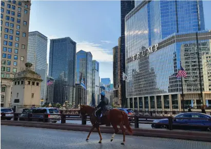  ??  ?? BOTTOM: A mounted policeman patrols in front of Trump Tower.