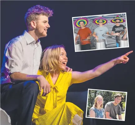  ??  ?? MAIN PICTURE: Clare Hudson takes centre stage in the production of Bring It On The Musical. INSET TOP: Serving food at their VET Business stall, Chilli, It’s Lit, are Hobart College students, from left, Nic Hadrill, Josh Townend and Lachie Griggs....