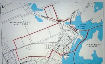  ?? MUNICIPALI­TY OF TRENT LAKES ?? The area outlined in red is the geographic­al area that pertains to the newest Community Improvemen­t Plan.
