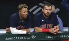  ?? GETTY IMAGES ?? TOUGH BLOW: Xander Bogaerts, left, and Kyle Schwarber look on from the dugout during the ninth inning Thursday night.