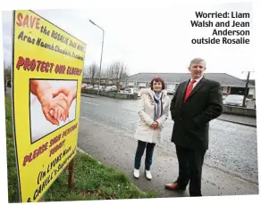  ??  ?? Worried: Liam Walsh and Jean Anderson outside Rosalie