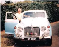  ??  ?? A BEAUTY: The author with his first Rover, a 1960 “P4” straight six, ND 1960.