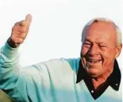  ?? AP, Reuters ?? Left: Palmer acknowledg­ing the crowd after hitting the ceremonial first tee shot at the Masters tournament at Augusta in 2007.