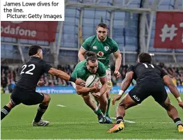  ?? ?? James Lowe dives for the line.
Picture: Getty Images