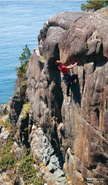  ??  ?? Mark Riley climbs Abbey Road 5.9