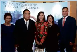  ??  ?? In photos, Ms. Vida Ty, Atty. Bert Bravo, Dra. Vicki Belo, Ms. May Ann Bravo-Civil and Mr. Ricky Bravo (L-R).