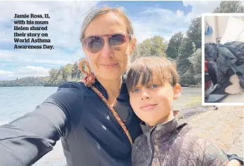  ?? ?? Jamie Ross, 11, with his mum Helen shared their story on World Asthma Awareness Day.