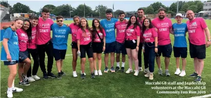  ??  ?? Maccabi GB staff and Leadership volunteers at the Maccabi GB Community Fun Run 2019