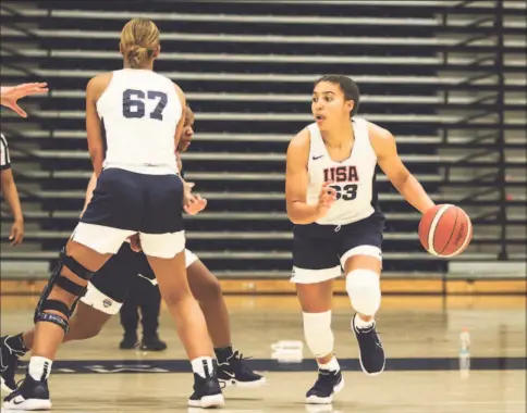  ?? USA Basketball / Contribute­d Photo ?? UConn freshman Azzi Fudd, shown at USA Basketball U19 World Cup trials in May, has impressed coach Geno Auriemma during her first month in Storrs.