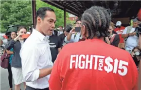  ?? GERRY BROOME / AP ?? Democratic presidenti­al candidate Julian Castro has announced sweeping plans on issues he says Hispanics most care about.