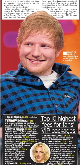  ??  ?? $10,000 (£7,580) £1,280 £1,515 ■
PRICE OF FAME: Ed can charge fans up to £3,400 for a meeting £1,212 £910