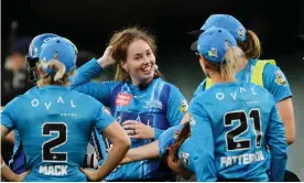  ?? Photograph: Mark Brake/Getty Images ?? Amanda-Jade Wellington of the Adelaide Strikers celebrates one of her five wickets in the WBBL eliminator against Brisbane Heat.