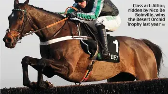  ?? PA ?? Class act: Altior, ridden by Nico De Boinville, wins the Desert Orchid Trophy last year