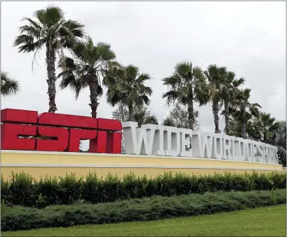  ?? JOHN RAOUX — THE ASSOCIATED PRESS ?? A sign marking the entrance to ESPN’s Wide World of Sports at Walt Disney World is seen Wednesday in Kissimmee, Fla.