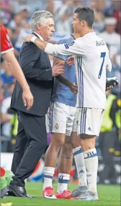  ??  ?? RESPETO MUTUO. Ancelotti y Cristiano tienen una excelente relación.