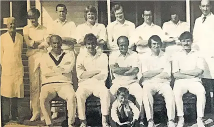  ?? ?? History makers The Prestwick title winning team of 1972. Back row: Umpire, J Eyley, D Y Haggo. D Carlyle, A Appleby, A Brown, A Parsons, umpire. Front row: J Leven, L Bankhead, J Hubbard, S Jardine, J Duncan. Seated is mascot David Haggo