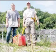  ?? Photo submitted ?? Charles Williams, left, stands with Mark Williams during a workday on the Back 40’s signature trail, The Ledges.