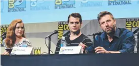  ?? Picture: AP ?? TREAT FOR FANS: Amy Adams, Henry Cavill, and Ben Affleck attend the Batman v Superman: Dawn of Justice panel at Comic- Con Internatio­nal.