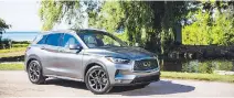  ??  ?? The 2019 QX50 has a VC-Turbo engine that produces 268 horsepower and 280 foot-pounds of torque. In addition to its amazing engine — really two engines in one — this luxury mid-size SUV also boasts a standout design and unrivalled interior space, on an entirely new platform.