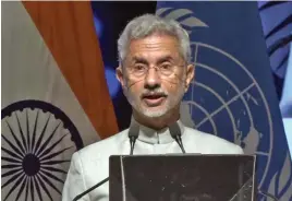  ?? (ani) ?? External Affairs Minister S Jaishankar delivering the keynote address at the plenary session of the UN Security Council special meeting of the Counter-terrorism Committee (CTC), in New Delhi on Saturday