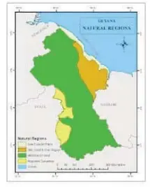 Map Of Guyana Showing The Four Natural Regions The Forested Highland Region Pressreader