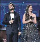  ?? THEO WARGO GETTY ?? Hosts Josh Groban and Sara Bareilles