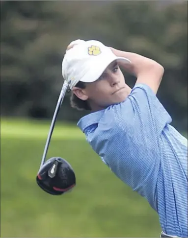  ?? PETE BANNAN — MEDIANEWS GROUP ?? Downingtow­n East’s Dylan Gute tees off on the first hole at Downingtow­n Country Club.