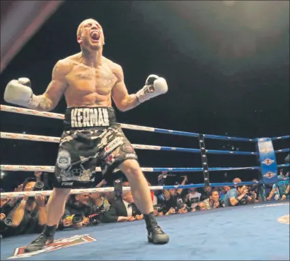  ?? FOTO: EFE ?? Kerman Lejarraga celebra el título de campeón de Europa wélter ganado el pasado domingo ante el inglés Bradley Skeete