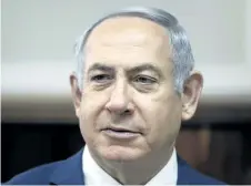  ?? RONEN ZVULUN/THE ASSOCIATED PRESS ?? Israeli Prime Minister Benjamin Netanyahu chairs the weekly cabinet meeting at the Prime Minister’s office in Jerusalem.