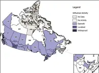  ?? IMAGE COURTESY FLUWATCH, PUBLIC HEALTH AGENCY OF CANADA ?? Nov. 19-25 (Week 47) Overall Summary for influenza across Canada.