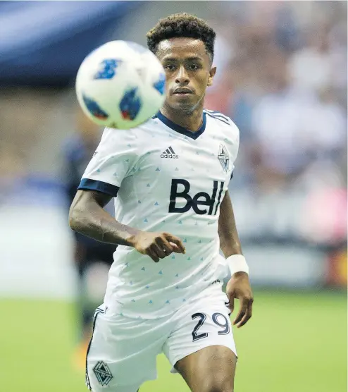  ?? GERRY KAHRMANN/PNG FILES ?? Yordy Reyna is the only returning Whitecap to have scored more than one goal last year.