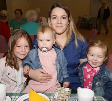  ??  ?? Emily, Lucy, Kerrie and Poppy Stedman at the coffee morning in aid of Wexford Hospice Homecare in Oylegate Community Centre.