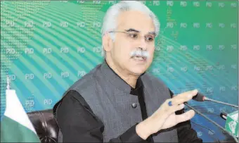  ?? -APP ?? Minister of State for Health, Dr. Zafar Mirza addressing a press conference.
